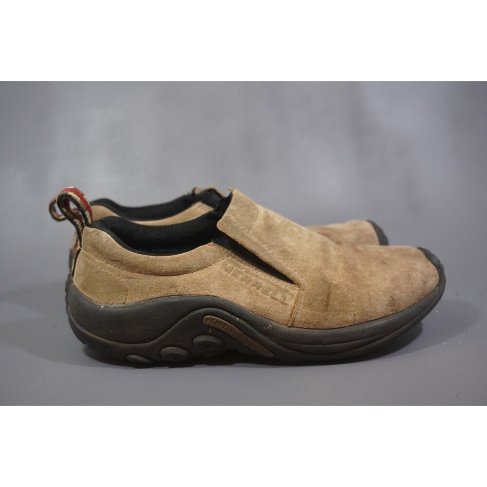 MERRELL Jungle Moc Women Size 7 Taupe Brown Suede Slip On Walking Shoes Loafers